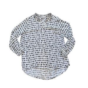 Jane & Delancey Birds on a Wire Long Sleeve Roll Tab Button Down Tunic, 1X